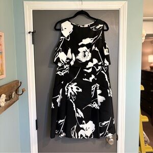 Ralph Lauren Black and White Floral Popover Dress